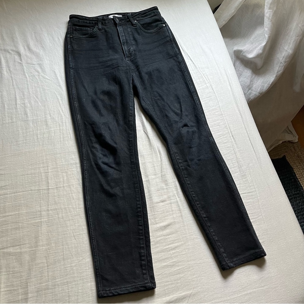 Anine Bing black slim skinny cropped jeans